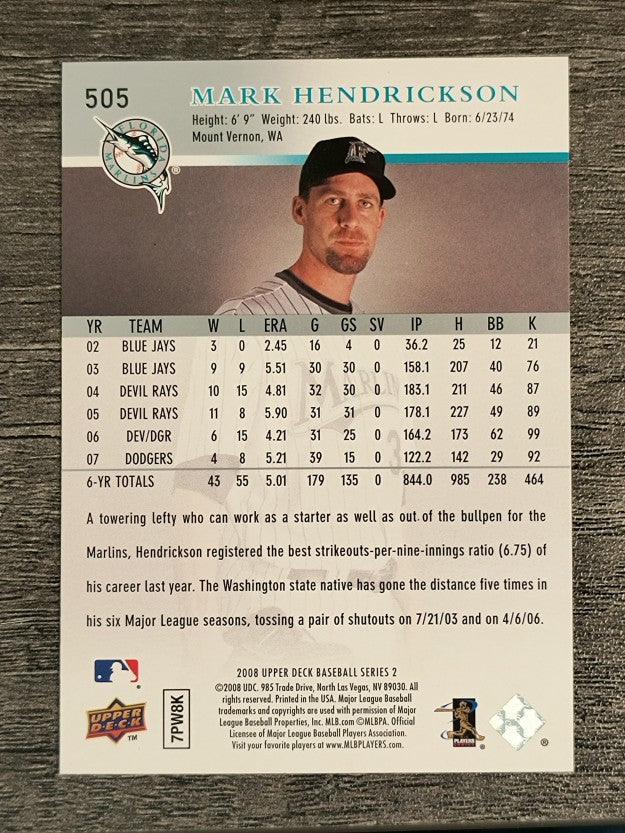 2008 Upper Deck #505 Mark Hendrickson