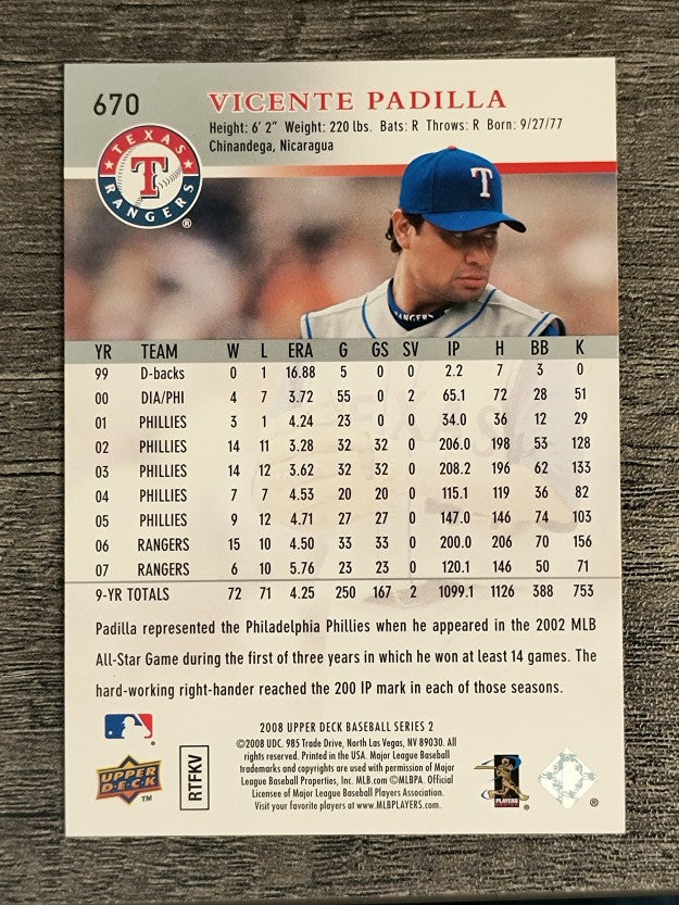 2008 Upper Deck #670 Vicente Padilla