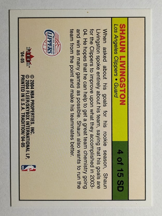 2004-05 Fleer Tradition Signing Day #4 Shaun Livingston