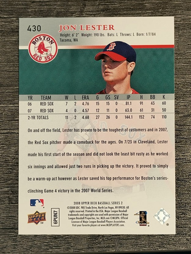 2008 Upper Deck #430 Jon Lester