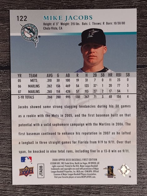 2008 Upper Deck First Edition #122 Mike Jacobs
