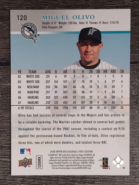 2008 Upper Deck First Edition #120 Miguel Olivo