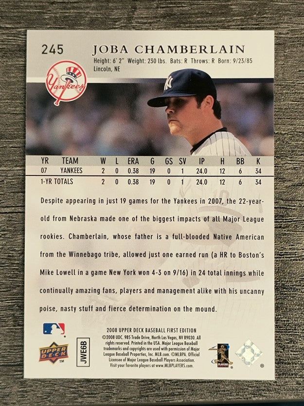 2008 Upper Deck First Edition #245 Joba Chamberlain