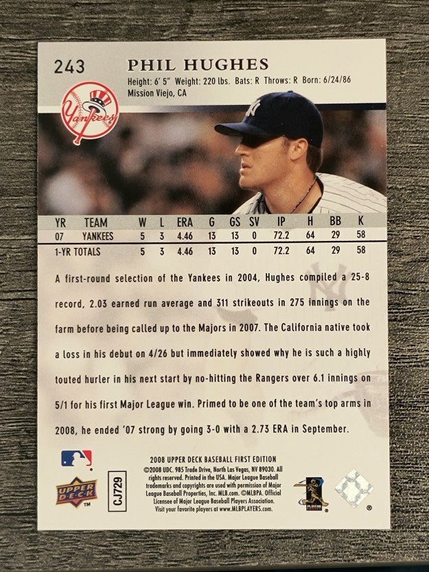 2008 Upper Deck First Edition #243 Phil Hughes