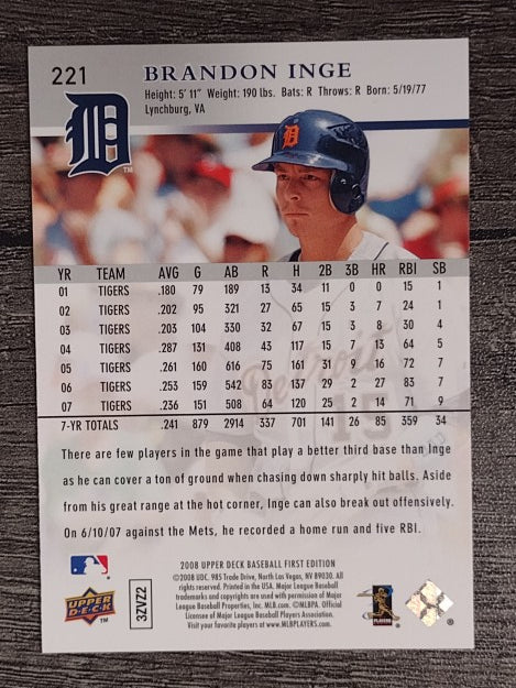 2008 Upper Deck First Edition #221 Brandon Inge