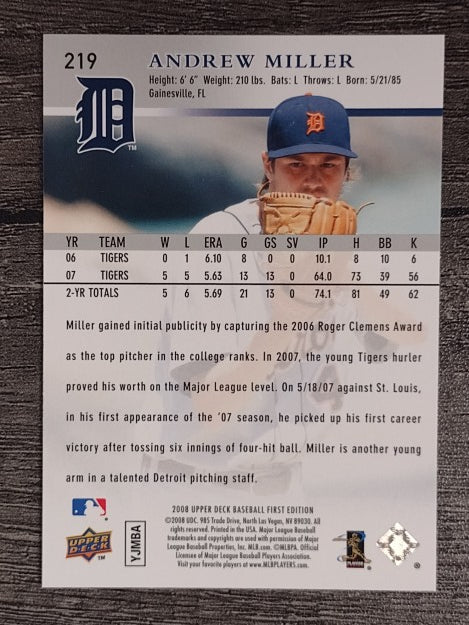 2008 Upper Deck First Edition #219 Andrew Miller