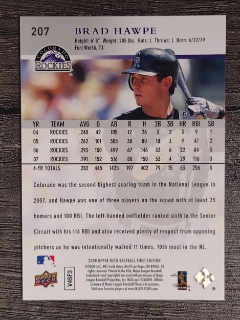 2008 Upper Deck First Edition #207 Brad Hawpe