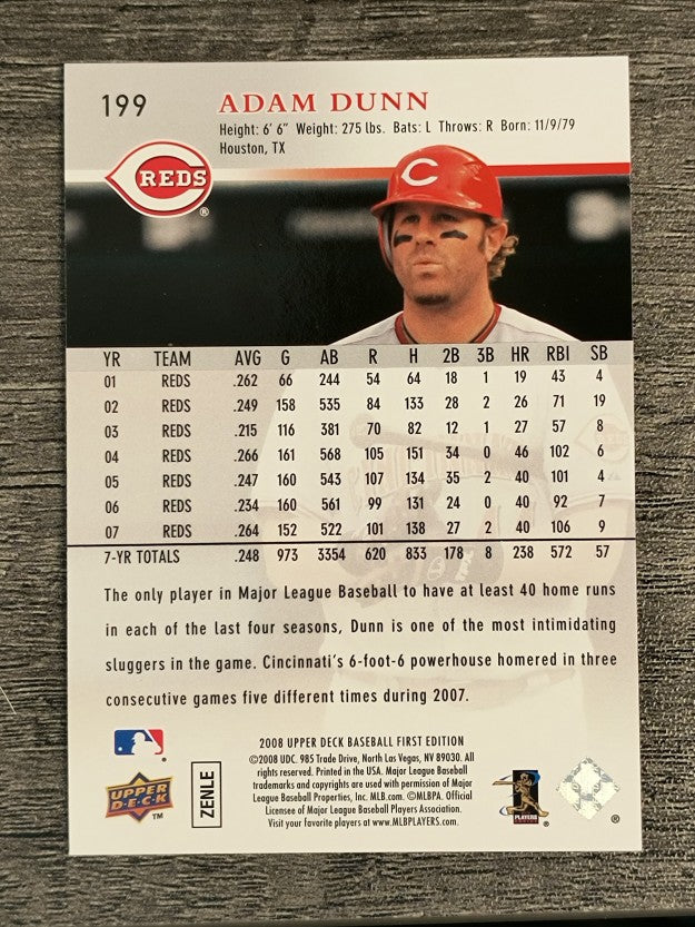 2008 Upper Deck First Edition #199 Adam Dunn