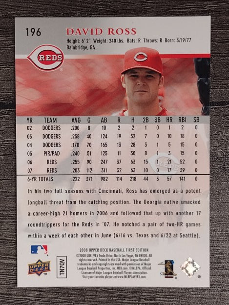 2008 Upper Deck First Edition #196 David Ross