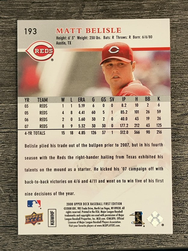 2008 Upper Deck First Edition #193 Matt Belisle