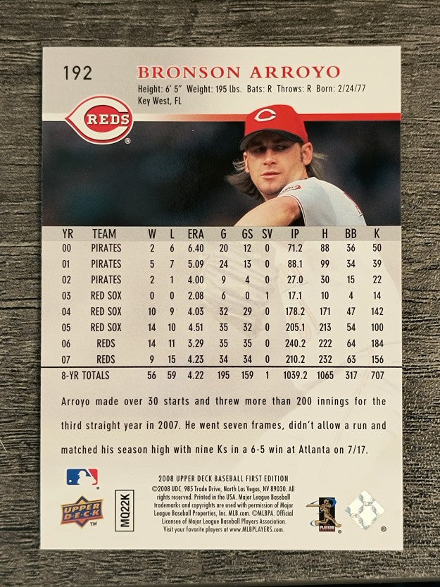 2008 Upper Deck First Edition #192 Bronson Arroyo
