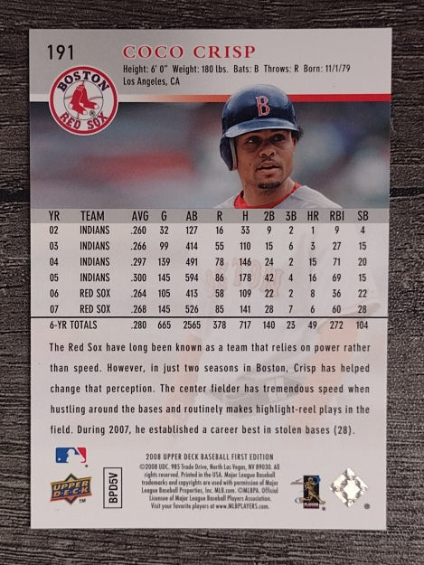 2008 Upper Deck First Edition #191 Coco Crisp