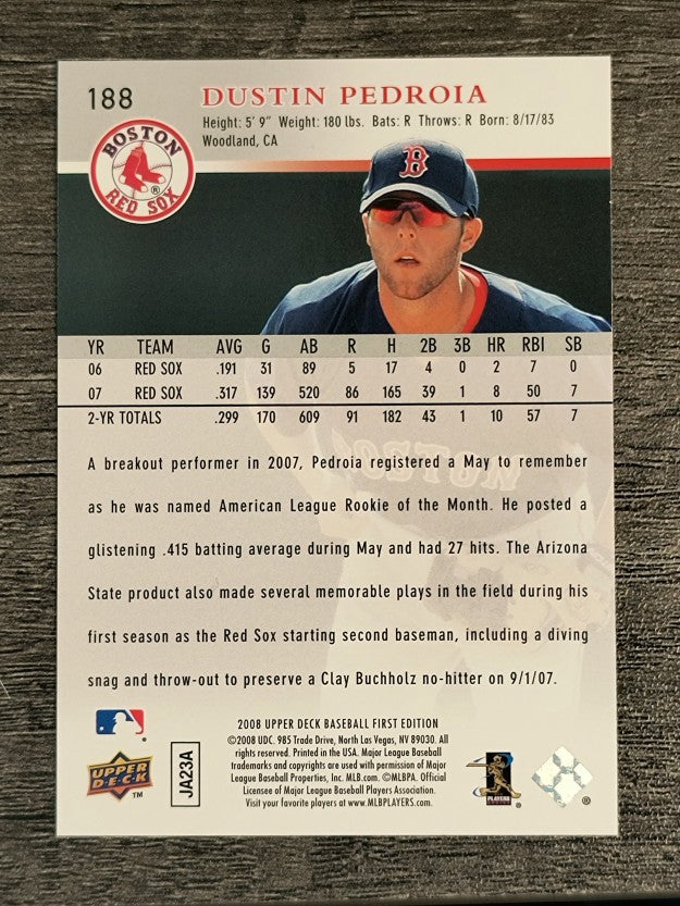 2008 Upper Deck First Edition #188 Dustin Pedroia