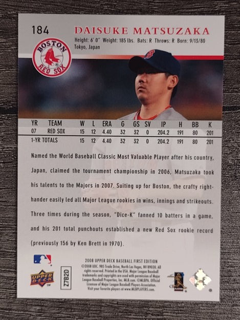 2008 Upper Deck First Edition #184 Daisuke Matsuzaka