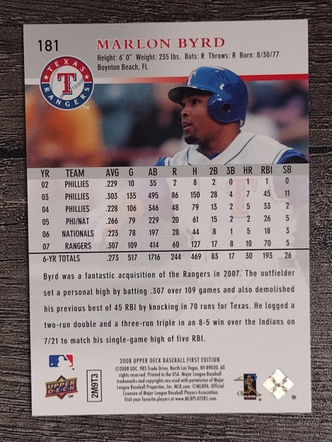 2008 Upper Deck First Edition #181 Marlon Byrd