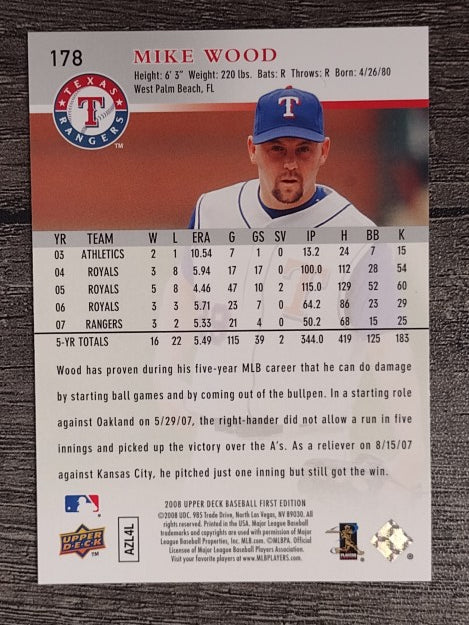 2008 Upper Deck First Edition #178 Mike Wood