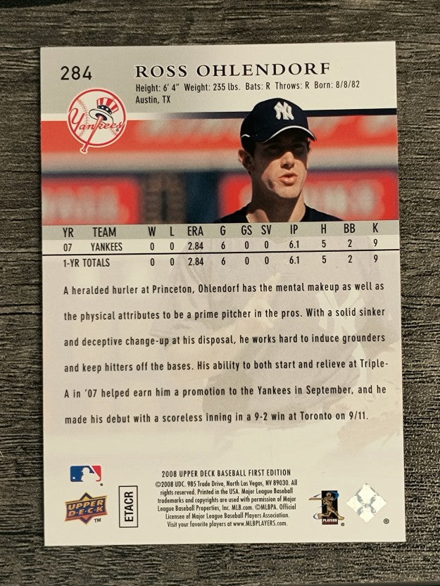 2008 Upper Deck First Edition #284 Ross Ohlendorf RC