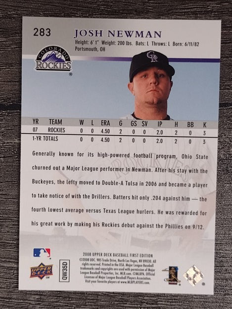 2008 Upper Deck First Edition #283 Josh Newman RC
