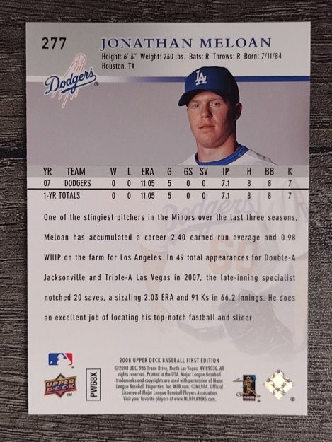 2008 Upper Deck First Edition #277 Jonathan Meloan RC