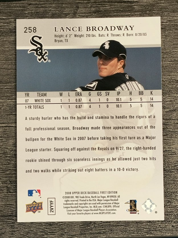 2008 Upper Deck First Edition #258 Lance Broadway