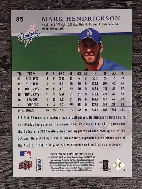 2008 Upper Deck First Edition #85 Mark Hendrickson