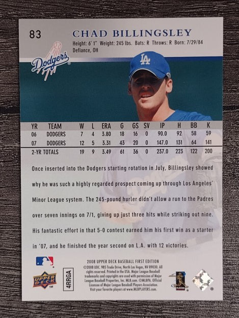 2008 Upper Deck First Edition #83 Chad Billingsley