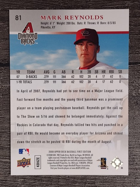 2008 Upper Deck First Edition #81 Mark Reynolds