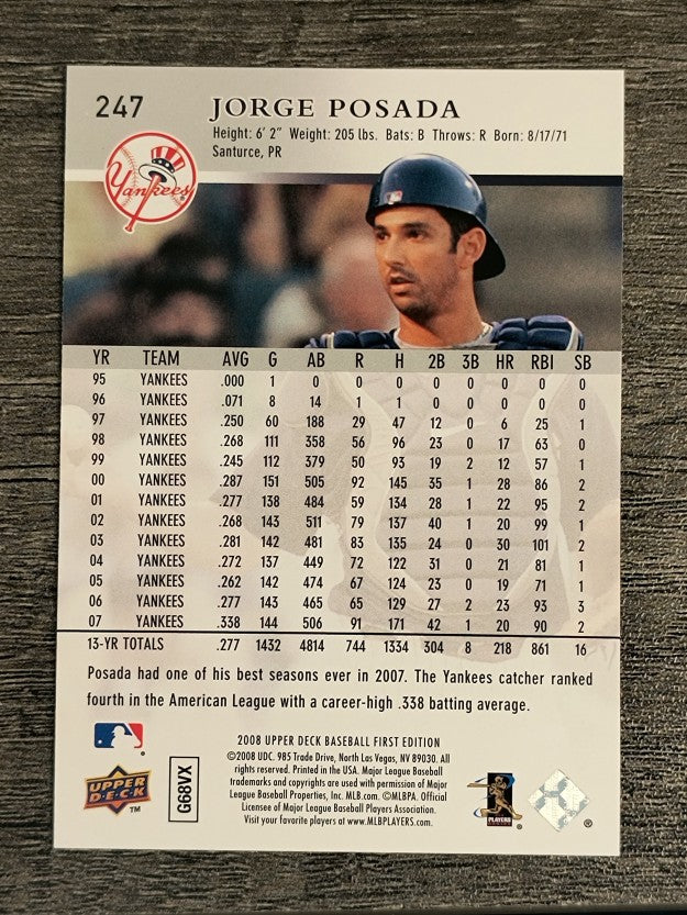2008 Upper Deck First Edition #247 Jorge Posada