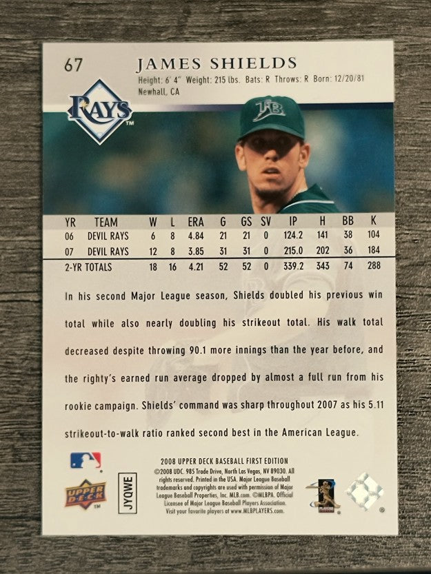 2008 Upper Deck First Edition #67 James Shields