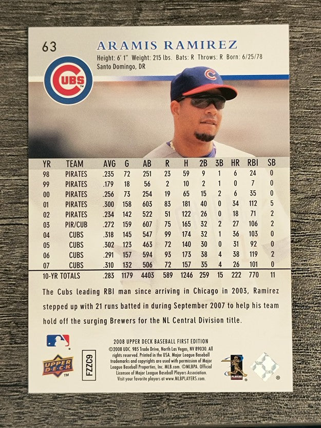 2008 Upper Deck First Edition #63 Aramis Ramirez