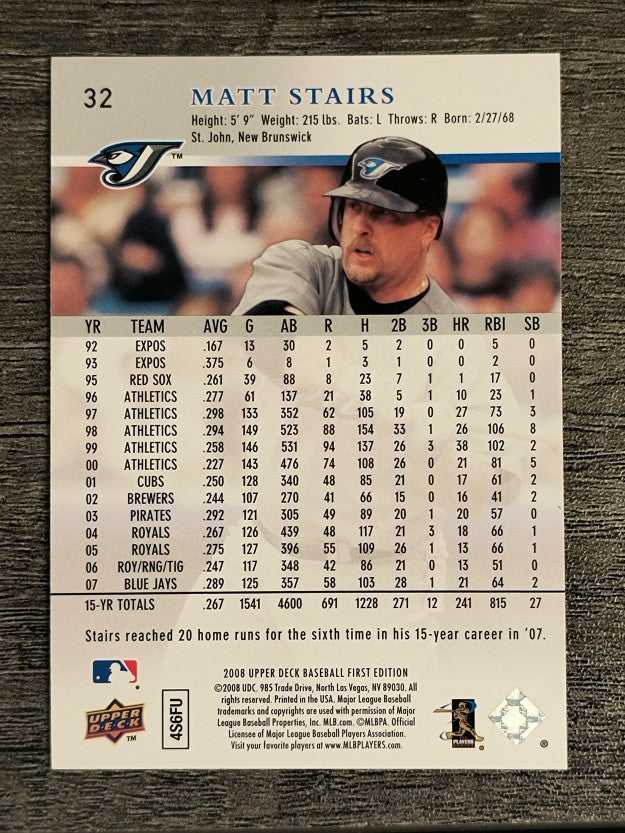2008 Upper Deck First Edition #32 Matt Stairs