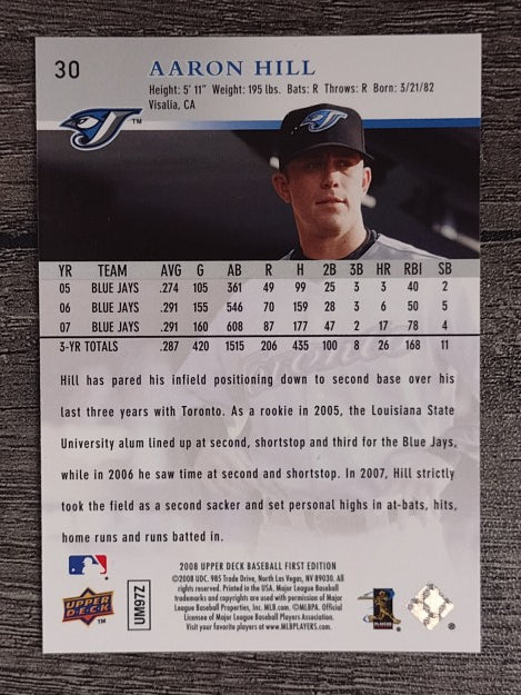 2008 Upper Deck First Edition #30 Aaron Hill
