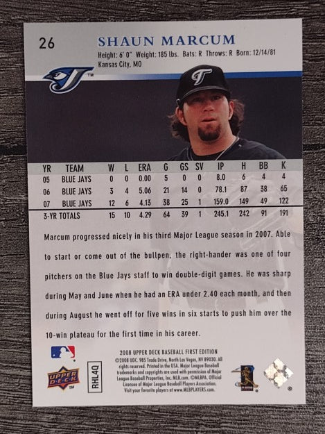 2008 Upper Deck First Edition #26 Shaun Marcum