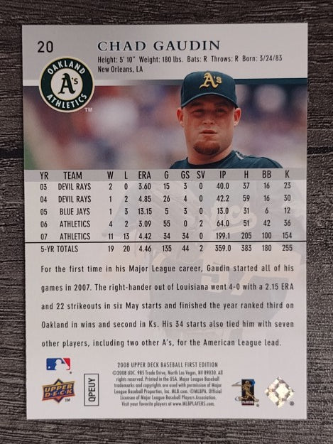 2008 Upper Deck First Edition #20 Chad Gaudin