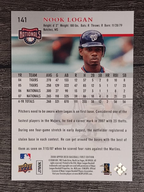 2008 Upper Deck First Edition #141 Nook Logan