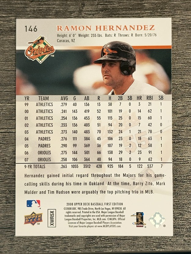 2008 Upper Deck First Edition #146 Ramon Hernandez