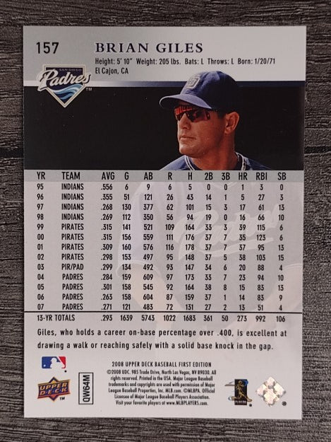 2008 Upper Deck First Edition #157 Brian Giles