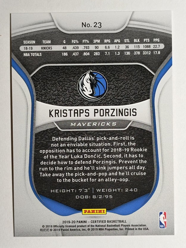 2019-20 Certified Mirror Red #23 Kristaps Porzingis