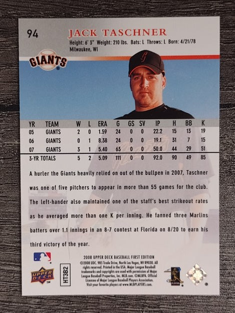 2008 Upper Deck First Edition #94 Jack Taschner