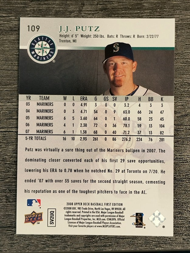 2008 Upper Deck First Edition #109 J.J. Putz