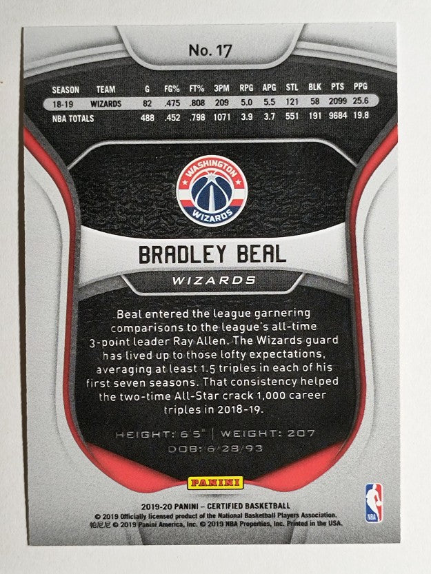 2019-20 Certified Mirror Orange #17 Bradley Beal