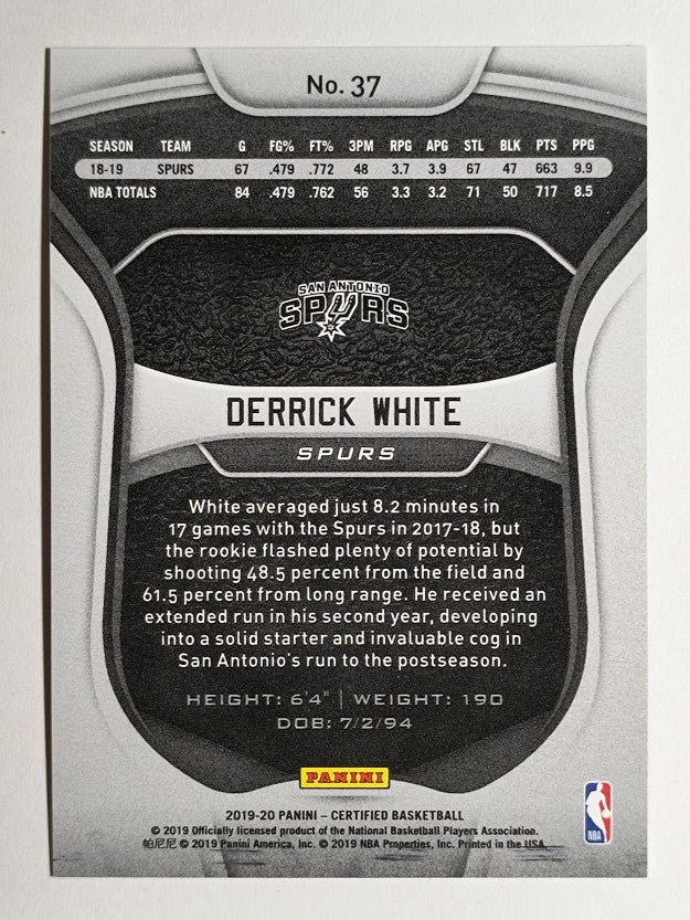 2019-20 Certified Mirror Blue #37 Derrick White
