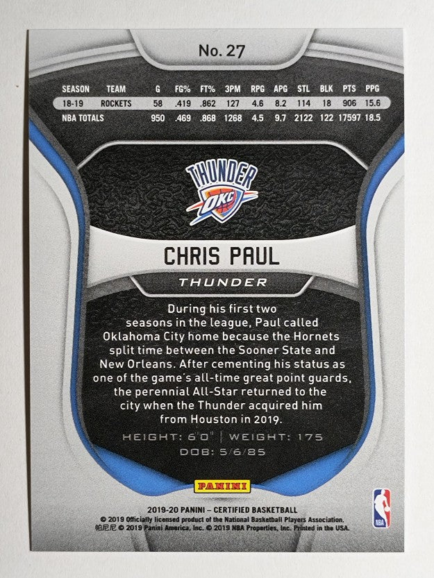 2019-20 Certified Mirror Blue #27 Chris Paul