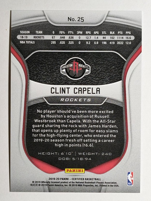 2019-20 Certified Mirror Blue #25 Clint Capela