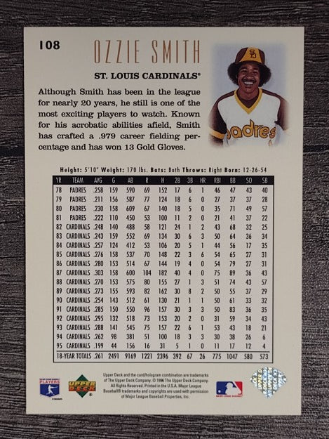 1996 Upper Deck #108 Ozzie Smith YH