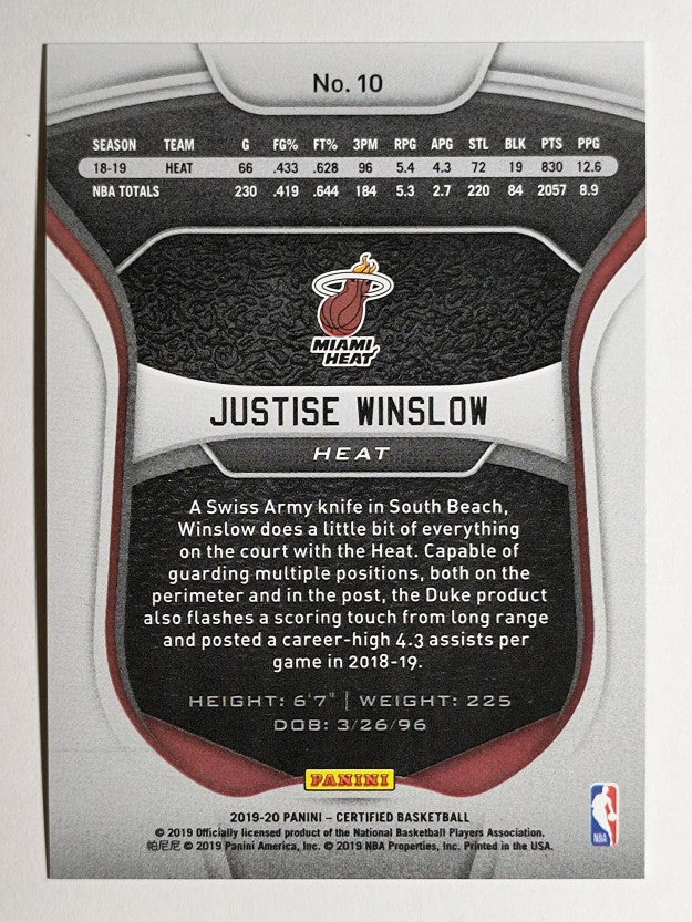 2019-20 Certified Mirror Blue #10 Justise Winslow