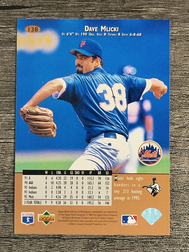 1996 Upper Deck #138 Dave Mlicki