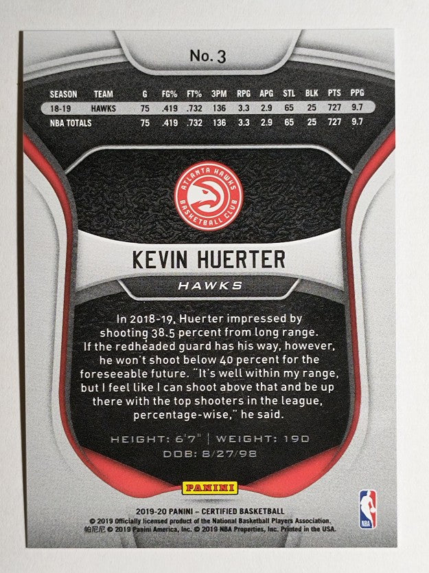 2019-20 Certified Mirror Blue #3 Kevin Huerter