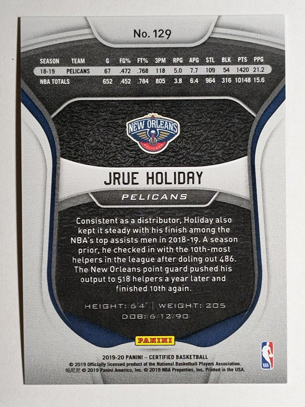 2019-20 Certified Mirror Blue #129 Jrue Holiday