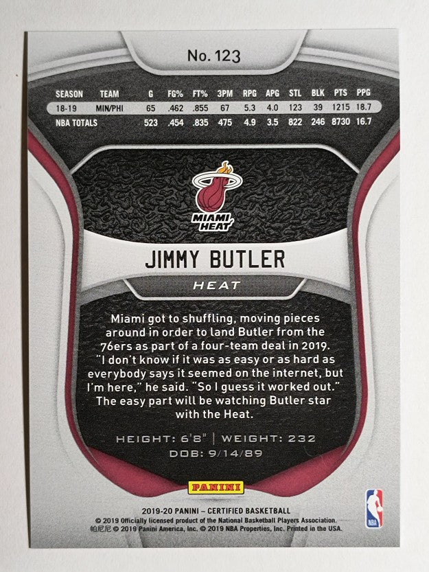 2019-20 Certified Mirror Blue #123 Jimmy Butler